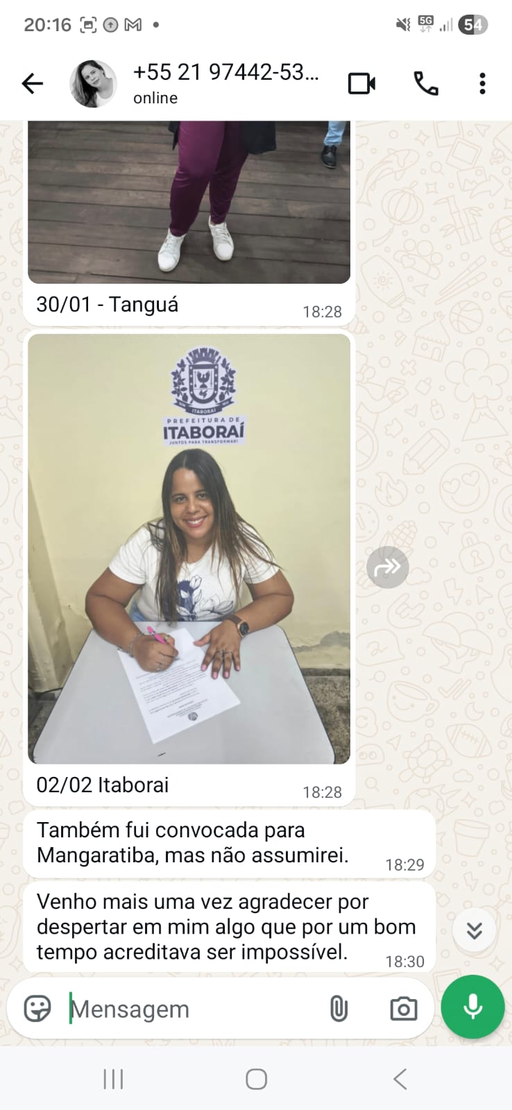 Depoimento de aluno