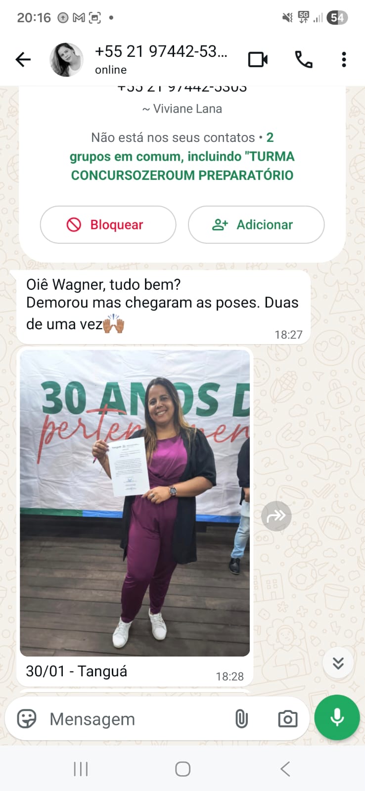 Depoimento de aluno