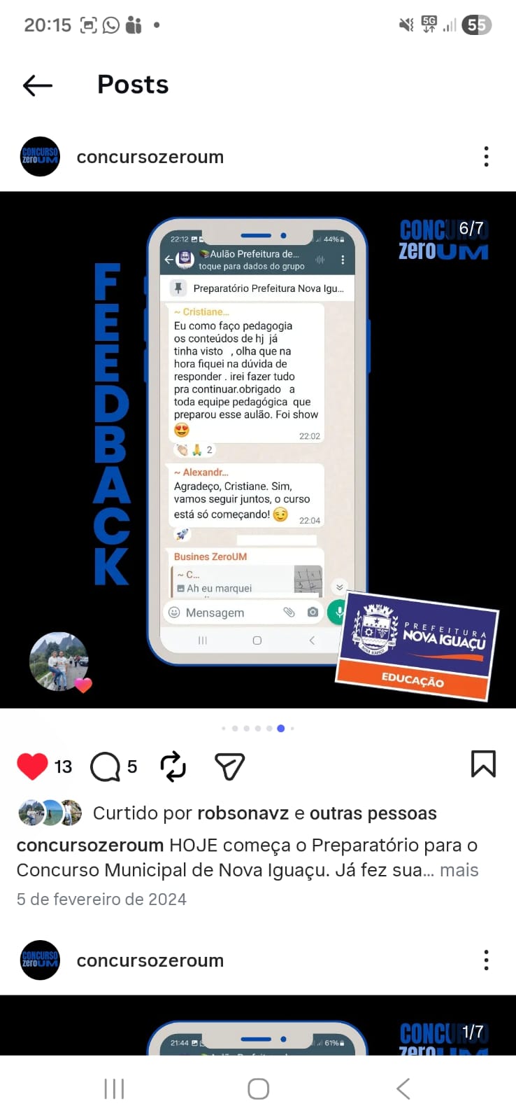 Depoimento de aluno